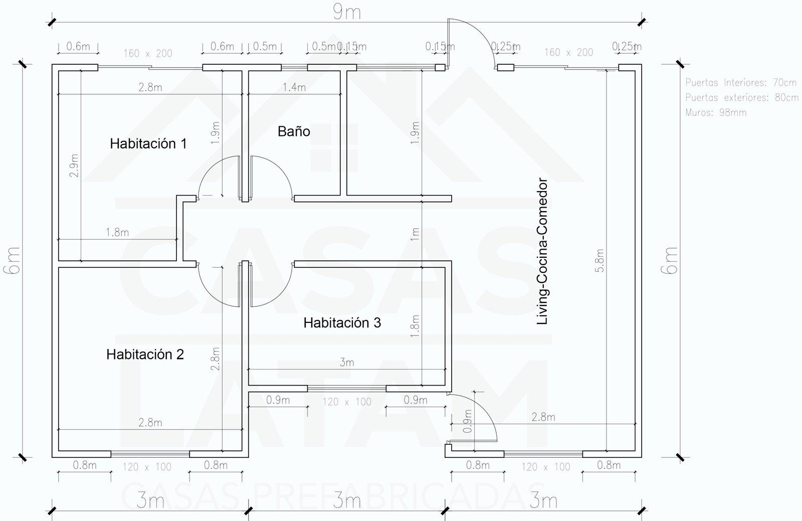 Plano Londres 54 m²